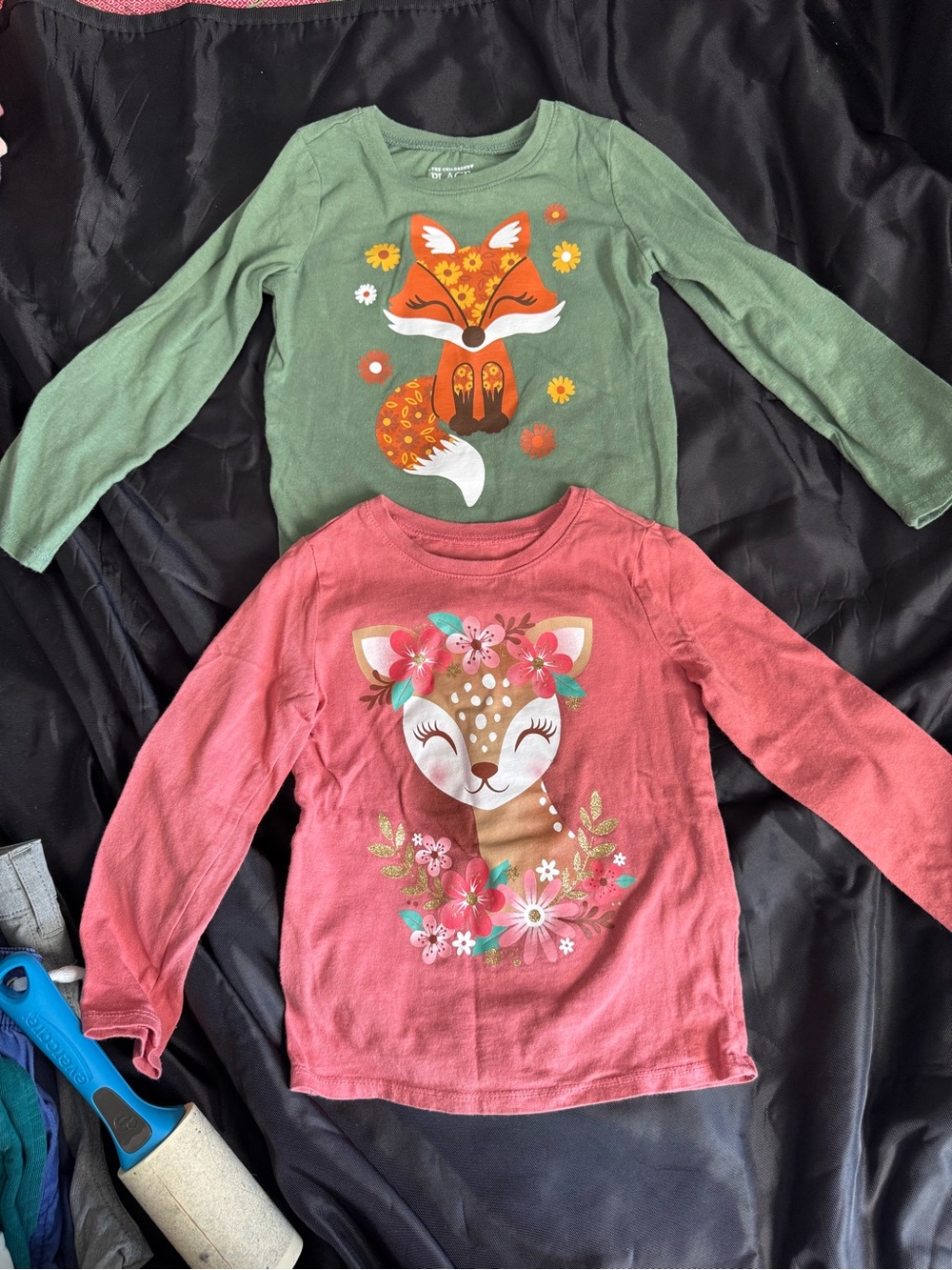 The Children's Place Green Fox & Pink Deer Long-Sleeve Tees Bundle sz 4t NWOT